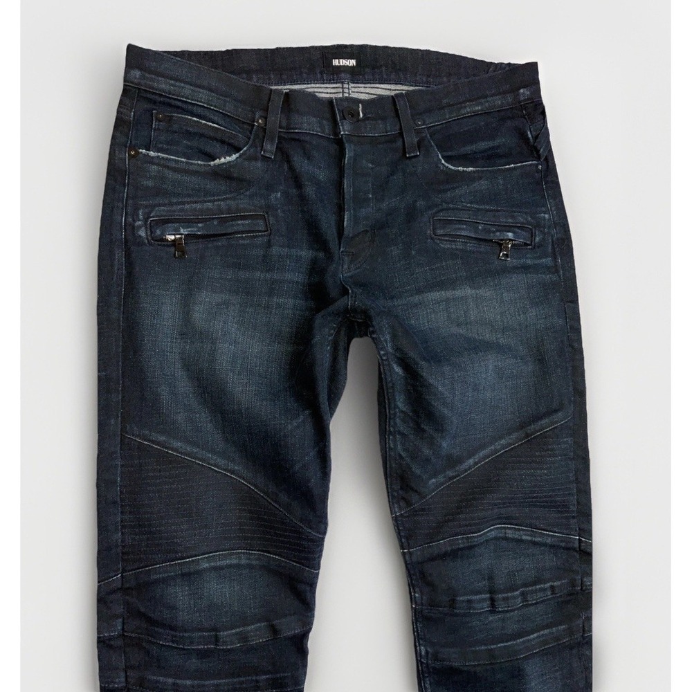 Hudson Blinder Biker Men's  Jeans Size 34x28‎ Moto EUC Button Fly Zips Grunge